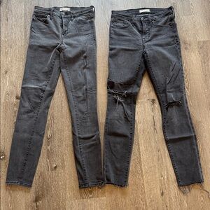 Madewell Black highrise Skinny Jeans Duo — One Ripped, One Clean
